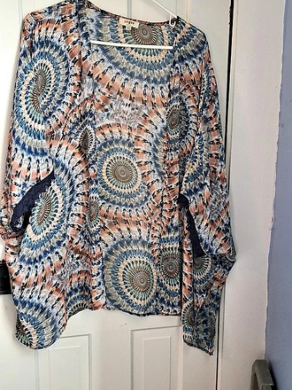 Umgee Abstract Print Cover Up in Blue & Pink Size Small/Medium